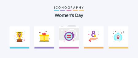 Ilustración de Womens Day Flat 5 Icon Pack Including love. day. equality. women. day. Creative Icons Design - Imagen libre de derechos
