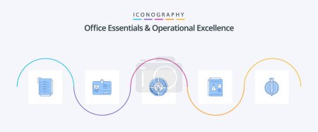 Ilustración de Office Essentials And Operational Exellence Blue 5 Icon Pack Including business. pie. bulb. presentation. idea - Imagen libre de derechos