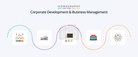 Illustration for Corporate Development And Business Management Flat 5 Icon Pack Including leadership. business. growth. teamwork. increase - Royalty Free Image