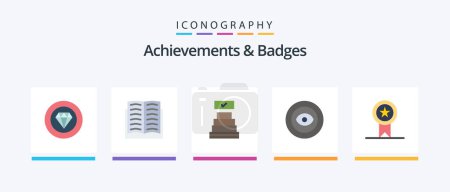 Illustration for Achievements and Badges Flat 5 Icon Pack Including ribbon. badges. success. wreath. award. Creative Icons Design - Royalty Free Image