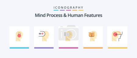 Ilustración de Mind Process And Human Features Flat 5 Icon Pack Including male. data. mind. unbox. mind. Creative Icons Design - Imagen libre de derechos