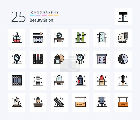 Illustration for Beauty Salon 25 Line Filled icon pack including spa. bamboo. eye shadow. mirror table. dressing table - Royalty Free Image