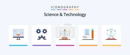 Illustration for Science And Technology Flat 5 Icon Pack Including notebook. jotter. mechanization. science lab. science. Creative Icons Design - Royalty Free Image