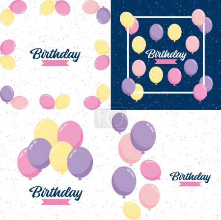 Ilustración de Happy Birthday design with a realistic cake illustration and confetti - Imagen libre de derechos