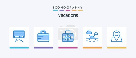 Ilustración de Vacations Blue 5 Icon Pack Including . ic. location. map. Creative Icons Design - Imagen libre de derechos