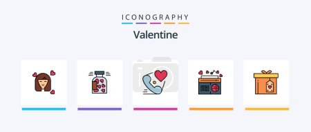 Téléchargez les illustrations : Valentine Line Filled 5 Icon Pack Including love. valentines. love. valentine. discount. Creative Icons Design - en licence libre de droit