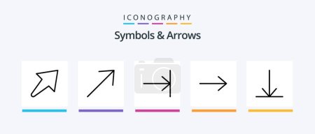 Ilustración de Symbols and Arrows Line 5 Icon Pack Including . down. left. arrow. Creative Icons Design - Imagen libre de derechos