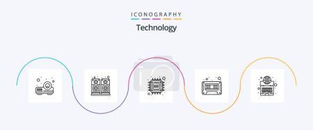 Ilustración de Technology Line 5 Icon Pack Including internet. global. future. tape. audio cassette - Imagen libre de derechos