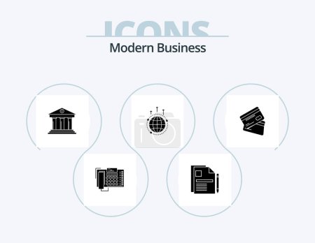 Téléchargez les illustrations : Modern Business Glyph Icon Pack 5 Icon Design. business. legal document. money. finance - en licence libre de droit