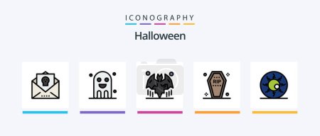 Téléchargez les illustrations : Halloween Line Filled 5 Icon Pack Including graveyard. death. grave. voodoo. halloween. Creative Icons Design - en licence libre de droit