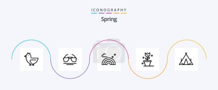 Illustration for Spring Line 5 Icon Pack Including tent. spring. nature. nature. flower - Royalty Free Image