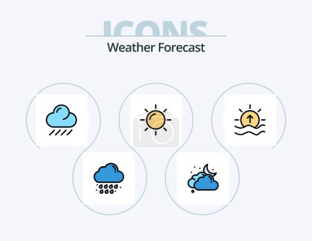 Ilustración de Weather Line Filled Icon Pack 5 Icon Design. weather. lightning. weather. cloud. sun - Imagen libre de derechos