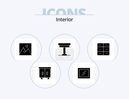 Téléchargez les illustrations : Interior Glyph Icon Pack 5 Icon Design. decor. table. furniture. interior. desk - en licence libre de droit