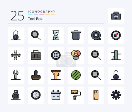 Illustration for Tools 25 Line Filled icon pack including clothes. toolbox. compass. briefcase. tool - Royalty Free Image