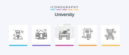 Illustration for University Line 5 Icon Pack Including baseball. math. study time. lamp. Creative Icons Design - Royalty Free Image
