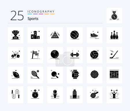 Téléchargez les illustrations : Sports 25 Solid Glyph icon pack including play. ball. won. play. sport - en licence libre de droit