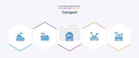 Illustration for Transport 25 Blue icon pack including . transport. school. electric. vehicle - Royalty Free Image
