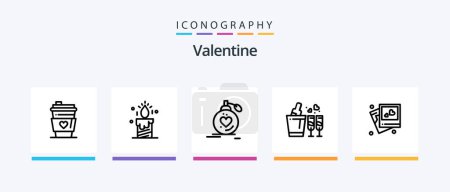 Téléchargez les illustrations : Valentine Line 5 Icon Pack Including love. heart. gift. wedding. arch. Creative Icons Design - en licence libre de droit