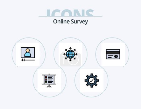 Ilustración de Online Survey Line Filled Icon Pack 5 Icon Design. . euro . coin . mp - Imagen libre de derechos