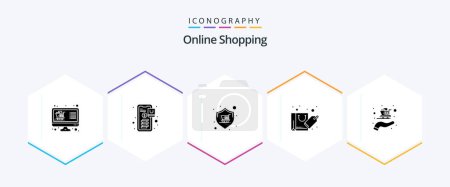 Ilustración de Online Shopping 25 Glyph icon pack including sale. discount. shopping. bag. store - Imagen libre de derechos