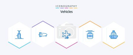 Illustration for Vehicles 25 Blue icon pack including vehicles. transport. vehicles. tram. take - Royalty Free Image