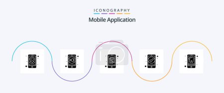 Téléchargez les illustrations : Mobile Application Glyph 5 Icon Pack Including dental. ui. application. essential. app - en licence libre de droit