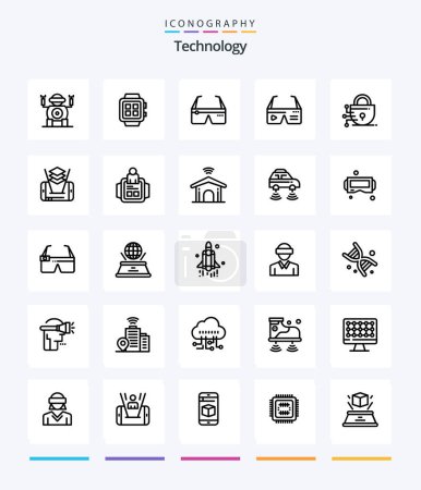 Illustration for Creative Technology 25 OutLine icon pack  Such As cell. technology. computer. lock. google - Royalty Free Image