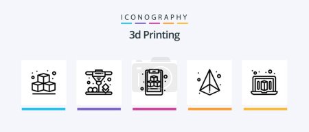 Illustration for 3d Printing Line 5 Icon Pack Including printing. laser. direct. box. printer. Creative Icons Design - Royalty Free Image