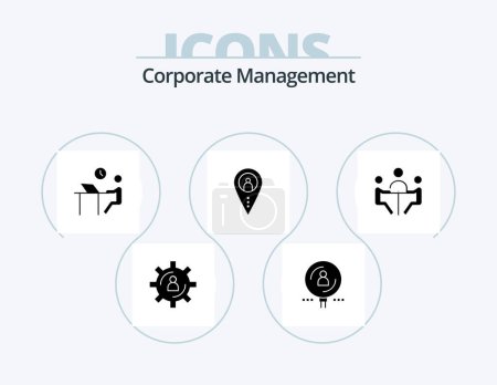 Illustration for Corporate Management Glyph Icon Pack 5 Icon Design. location. distance. professional. staff. office - Royalty Free Image