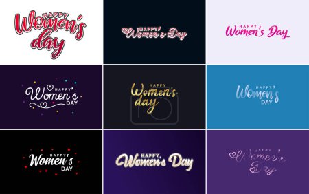 Illustration for Set of Happy International Woman's Day signs and emblems vector design elements. signs. labels. badges collection - Royalty Free Image