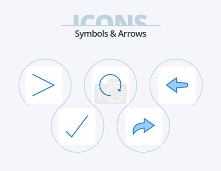 Illustration for Symbols and Arrows Blue Icon Pack 5 Icon Design. . arrow. left - Royalty Free Image