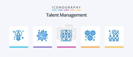 Téléchargez les illustrations : Talent Management Blue 5 Icon Pack Including setting. cog. break. family. group. Creative Icons Design - en licence libre de droit