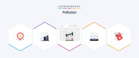 Illustration for Pollution 25 Flat icon pack including pollution. can. pollution. smoke. pollution - Royalty Free Image