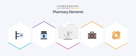Ilustración de Pharmacy Elements 25 Flat icon pack including hospital. medical. toxic. kit. weather - Imagen libre de derechos