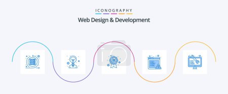 Ilustración de Web Design And Development Blue 5 Icon Pack Including web development. software. best quality. coding. browser - Imagen libre de derechos