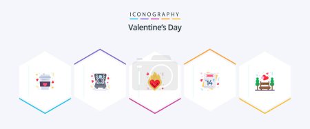 Illustration for Valentines Day 25 Flat icon pack including romantic. love. wedding. invite. romance - Royalty Free Image