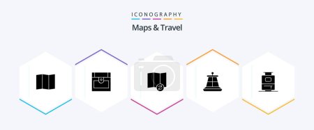 Illustration for Maps and Travel 25 Glyph icon pack including . buoy. . travel - Royalty Free Image
