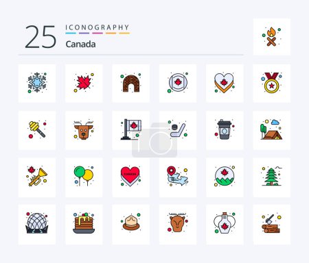 Téléchargez les illustrations : Canada 25 Line Filled icon pack including love. canada. canada. flag. canada - en licence libre de droit