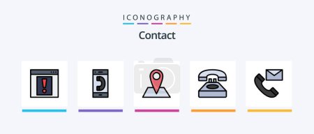 Téléchargez les illustrations : Contact Line Filled 5 Icon Pack Including phone. call. form. smart phone. mobile. Creative Icons Design - en licence libre de droit
