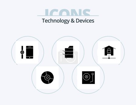Ilustración de Devices Glyph Icon Pack 5 Icon Design. technology. electronics. turntable. devices. smartphone - Imagen libre de derechos