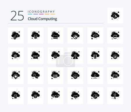 Illustration for Cloud Computing 25 Solid Glyph icon pack including cloud. error. computing. stop. block - Royalty Free Image