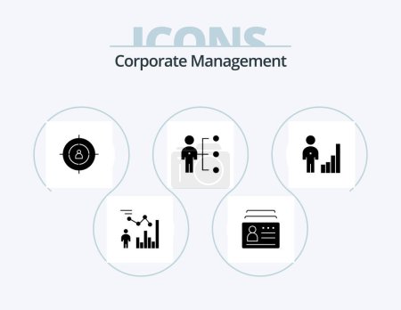 Téléchargez les illustrations : Corporate Management Glyph Icon Pack 5 Icon Design. job. abilities. id. recruitment. marketing - en licence libre de droit