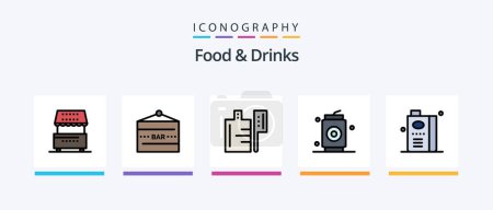 Téléchargez les illustrations : Food and Drinks Line Filled 5 Icon Pack Including food. cooking. food. set. food. Creative Icons Design - en licence libre de droit