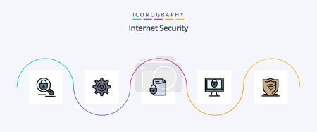 Illustration for Internet Security Line Filled Flat 5 Icon Pack Including internet security. security. document. lock. computer - Royalty Free Image