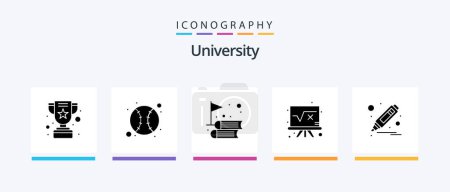 Illustration for University Glyph 5 Icon Pack Including marker. formula. books. education. math. Creative Icons Design - Royalty Free Image