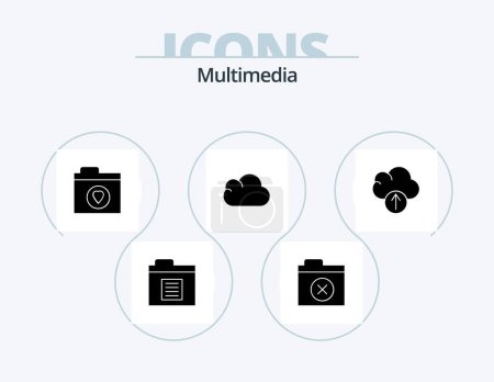 Ilustración de Multimedia Glyph Icon Pack 5 Icon Design. . . folder. upload. cloud - Imagen libre de derechos