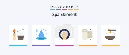 Illustration for Spa Element Flat 5 Icon Pack Including beauty. roll. water. paper. spa. Creative Icons Design - Royalty Free Image