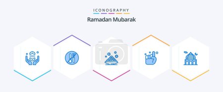 Ilustración de Ramadan 25 Blue icon pack including belive. pray. forbidden. hand. ramadan - Imagen libre de derechos