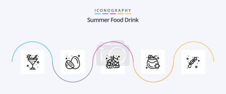 Ilustración de Summer Food Drink Line 5 Icon Pack Including barbecue. drink. summer fruit. coconut juice. fruit - Imagen libre de derechos