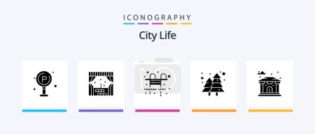 Ilustración de City Life Glyph 5 Icon Pack Including . city. life. building. cityscape. Creative Icons Design - Imagen libre de derechos
